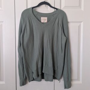 Lucky Brand Green V-Neck Pullover Sweater | Women’s Small | Cashmere Blend